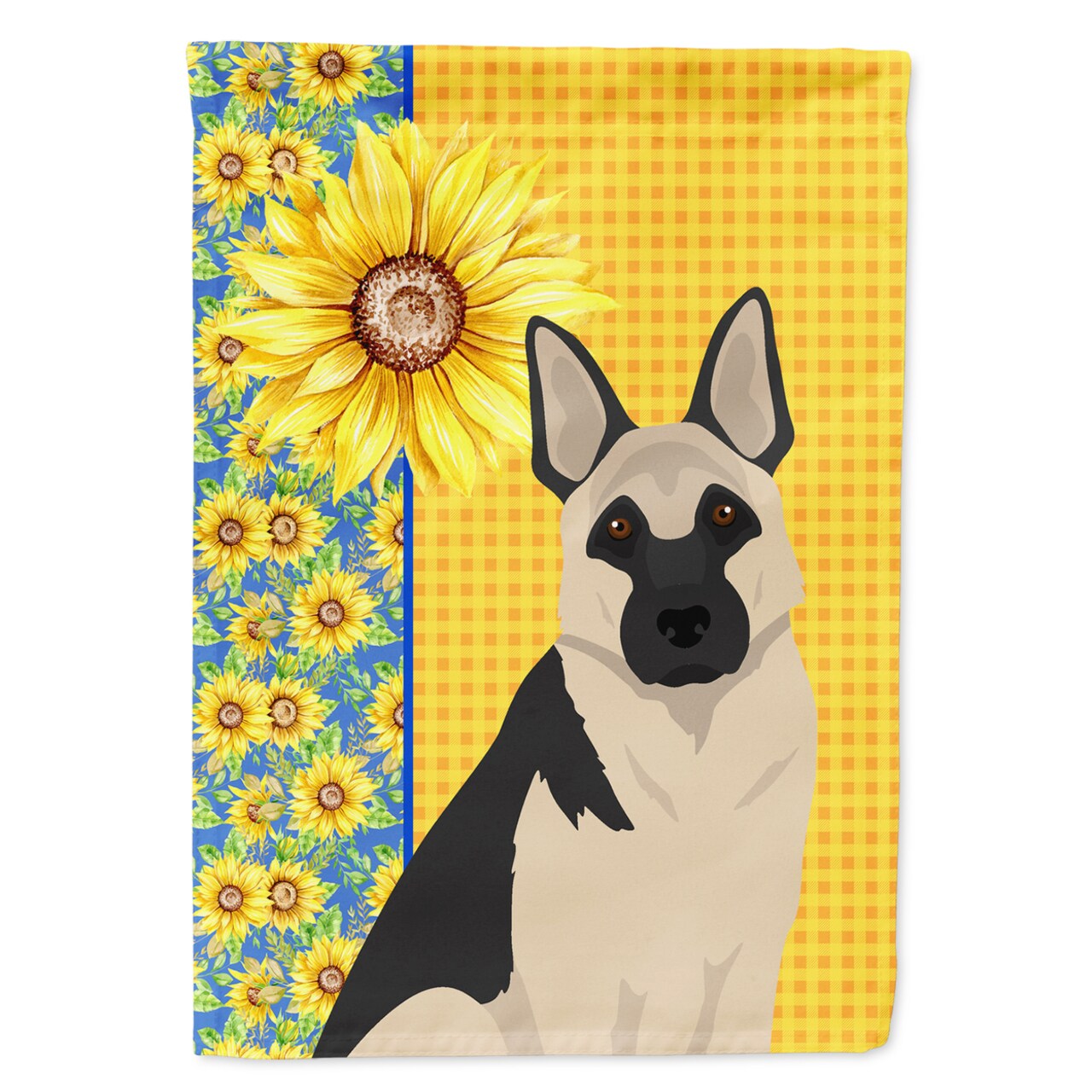 Caroline's Treasures Summer Sunflowers Black and Silver German Shepherd Flag Garden Size